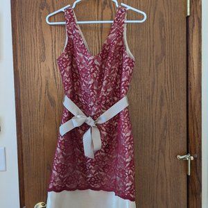 The Limited | Burgundy and Gold Lace Mini Dress | 2